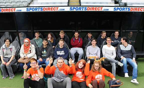 Students on a tour of St. James Park